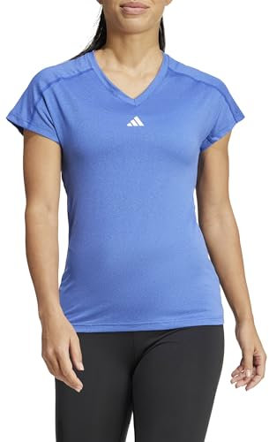 adidas Damen AEROREADY Train Essentials Minimal Branding V-Neck Tee, semi Lucid Blue, L
