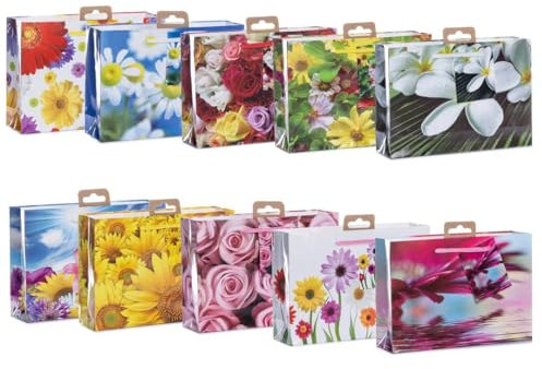 Laro Premium-Line Kleine Quer Geschenktaschen Geschenktüten 10-100 Stk Mini Blumen quer, Anzahl:40, Muster Tüten:Mini Blumen quer
