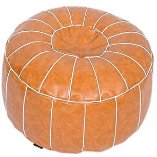 Gralara Gelbe Boho-Design Pouf Hülle für Fußhocker, Ungefüllt