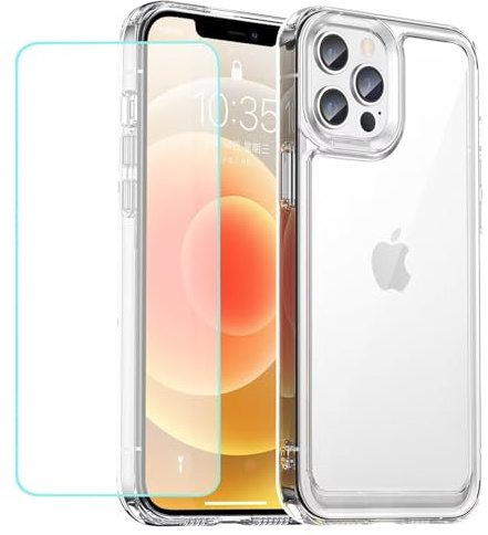 Wanyuexes Case for iPhone 11 Pro Case 5.8 Case with Tempered Glass Screen Protector, Anti Yellowing Clear Hard PC Back & Soft TPU Bumper Protective Phone Cover for iPhone 11 Pro Crystal Clear
