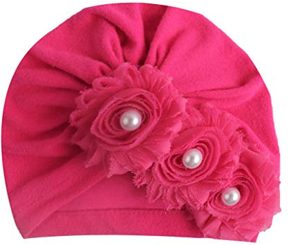 Schneeanzug Mädchen Winter Baby Mode Sonnenblumenmütze Neugeborene Mütze Fetal Cap Becken warm Mädchen Schal Dreieck Mädchen (Hot Pink, One Size)