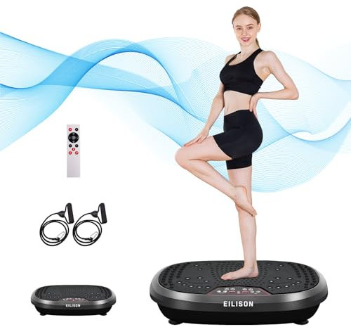 EILISON FitMax 3D XL Vibration Plate Exercise Machine - Whole Body Workout Vibration Platform w/Loop Bands - Lymphatic Drainage Machine for Weight Loss, Shaping, Wellness, Recovery