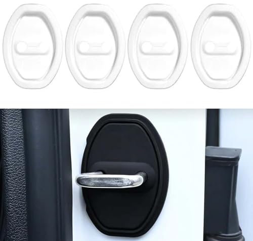 4 Stück Schutz für Türverriegelung, Auto Türschloss Abdeckung Türschlossabdeckung Schutzkappe, Silikon Türschloss Schutzabdeckung, Auto Türschloss Abdeckung Protector für Auto Dekor (Weiß)