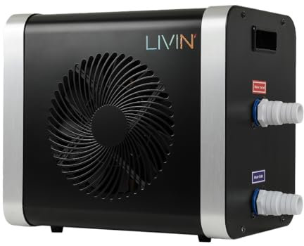 LIVIN' Mini Pompe a Chaleur Piscine 3KW - Mini Pompe Chaleur Piscine dans Accessoires Piscine de diamètre 32/38 mm pour Chauffage Piscine d'une capacité de 12000 L - afficheur LED, Alimentation 230V