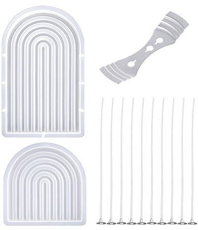 1 molde de silicona, 10 mechas para velas y 1 soporte para mecha para velas, forma de onda de arco, molde para adornos adhesivos, molde de yeso 3D