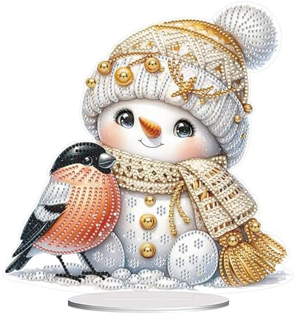 CXINLky DIY Diamond Painting Weihnachten Tisch Deko, 5D Diamant Painting Weihnachten Tischdeko, Diamant Malerei Stehend Kunst Set für Anfänger Hausgeschenk Deko-03-Schneemann