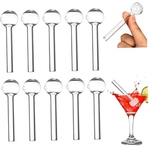 Glass Straws with Ball-Shaped End 10Pcs 4in Transparent Reusable Straws Temperature Resistant Short Drinking Straws for Cocktail Beverage and More Drinking Straws Short Glass Straw Reusable Straws Co