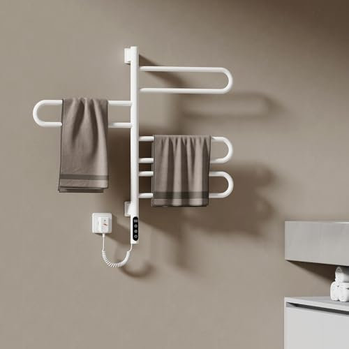 EMKE Scaldasalviette Elettrico 78 x 43 cm, Termostato Smart WiFi, Radiatore per Bagno, Bianco, 170W