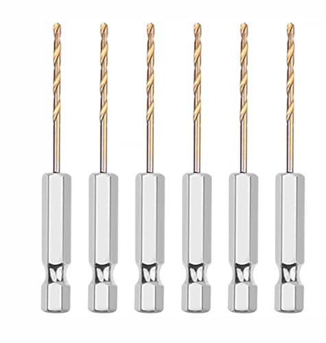 6pcs 2mm Drill Bits Set, 1/4 Hex Drill Bits for Wood High Speed Steel Titanium Drill Bit, M35 Hex Shank Drill Bit Set, Pilot Drill Bits for Marble Glass and Ceramic Tiles Metal and Plastic