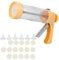 Enforose Cookie Press, Stainless Steel Cookie Press Gun Kit with 16 Casts and 6 Nozzles, Cookie Press for Baking, Making and Decorating Cookies, 8.7in