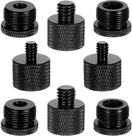 8 Pcs Mic Stand Adapter Microphone Adapter 5/8 Female to 3/8 Male 3/8 Female to 5/8 Male 5/8 Female to 1/4 Male 1/4 Female to 5/8 Male Screw Thread Adapter for Camera Tripod