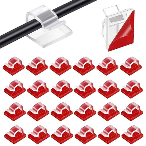 Gaaines 50 Pcs Adhesive Cable Clips, Clear, Mini, With Sticky Hooks for Cable Management, Wall, Under Desk, Christmas Lights, Car, Outdoors