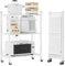 DEANIC Folding Storage Shelves,3 Tiers Metal Shelving Units for Storage 61x85x28 CM, Corner Kitchen Shelves on Wheels,Pantry Shelves,Bookcase for Living room White