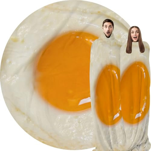 Egg Blanket with Fried Egg Design, Funny Food Throw for Adults & Kids, Novelty Unique Gifts for Boys, Girls 200CM