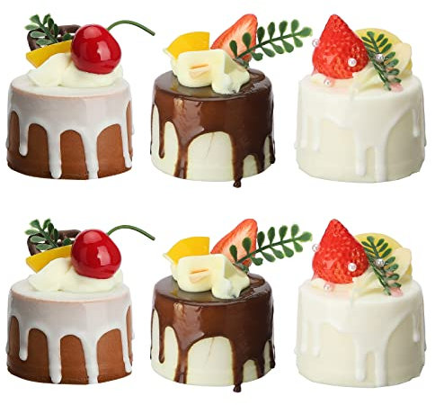SIYANO 6 piezas de modelo de cupcakes artificiales, simulación realista de cupcakes falsos, modelo de comida falsa, para el hogar, cocina, fiesta, decoración de fotografía, accesorios (C)