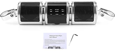 GearWell Motorcycle Audio System, lettore musicale mp3 wireless, altoparlante stereo impermeabile USB Aux SD Radio, audio Bluetooth per motocicli