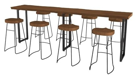 KAXLDHH Barra De Madera Maciza, Mesa De Bar Alta Rectangular con Estructura Metálica, Barra Americana De Cocina, Mesa De Comedor, Pub O Cafetería (sin Taburetes)(140x45x105cm)