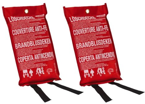 ABUS Löschdecke -2er Set - LD1118 – Zuverlässige Feuerlöschdecke für Haushalt und Küche, hitzebeständig, kompakt und einfach in der Anwendung