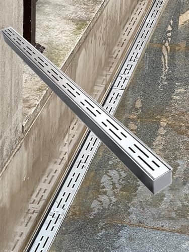 CEHJZQRPL Canale di drenaggio for cortile a basso profilo con tappo terminale, sistema di drenaggio in calcestruzzo stretto da 8, 6, 4, 2, 1, for terrazza piscina/patio esterno(10 Pack,10x5cm/4 x