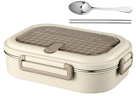 Buerfu Insulated Food Container,Hot Food Container - Odor Resistant Warmer Leak Proof Microwavable Stainless Divided Bowl with Spoon Chopsticks for Beach Backpacking Hospital