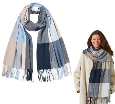 Quorlis Schal Damen Winter – Oversized Kariert Quadratisch Deckenschal, Karo Tartan Plaid Muster XXL mit Fransen, Weich, Warm, Modisch, Einheitsgröße, Ideal für Herbst & Winter