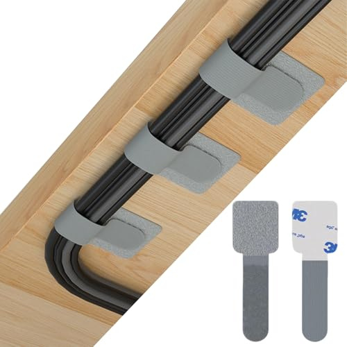80 Stück Kabelmanagement Schreibtisch, Selbstklebende Kabelhalter mit Super-Stärke Klebung - Kabel Organizer für TV, Lichterketten, Computer - Vielseitig Einsetzbar im Haushalt & Büro (Grau)