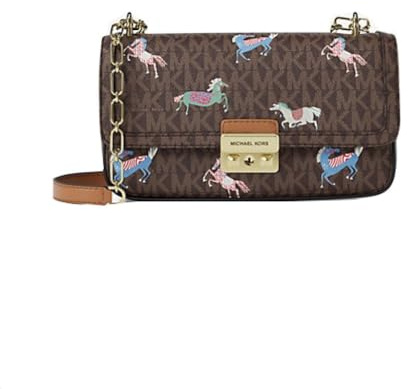 Michael Kors Tribeca Sml Chain Tasche mit Logos und Zeichnungen, Braun