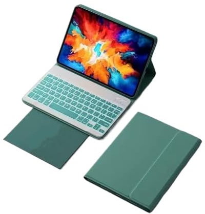 HongHeFu Zubehör, Detachable Keyboard Tablet Leather Case Suitable for Honor X8A-11 Inch(Keyboard+Dark Green)