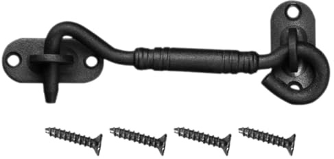 Hoement Serrure de Porte Coulissante en Acier Inoxydable 201 Noir Loquet de Verrouillage à Crochet pour Porte de Grange Moustiquaire et Kit 1 Pièce Sécurité et Résistance