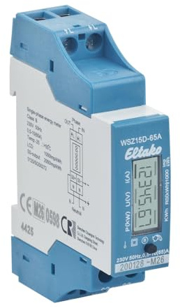 ELTAKO WSZ15D-65A MID elektronischer Wechselstromzähler 1x65A für Hutschiene Direktmessung | MID geeicht mit S0-Schnittstelle | Art. 28065615