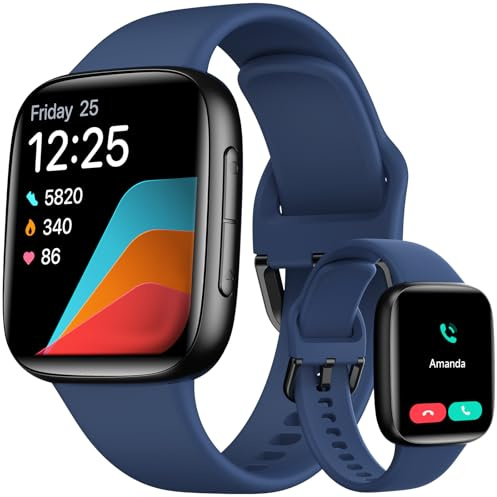 Montre Connectée Homme Femme, 1.85 AMOLED Smartwatch avec Appel Bluetooth, 3ATM Étanche, 100+ Modes Sportifs, SpO2/Sommeil/Fréquence Cardiaque, Podomètre & Calories, Compatible Samsung/iPhone/Android
