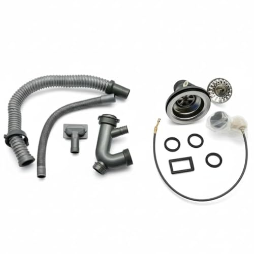 Mucola Ablaufgarnitur Siphon Set 10-teilig für Waschbecken und Spüle | Geruchsverschluss integriert, flexible Ablaufschläuche, robuster Kunststoff, für Bad und Küche, komplett mit Anschlussrohren