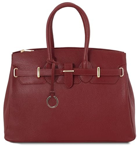 Tuscany Leather TL Bag - Handtasche aus Leder mit Goldfarbenen Beschläge (Rot)