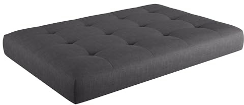sunnypillow Palettenkissen für Gartenmöbel - Sitzkissen 120x60x15 cm - Palettenauflage für Palettensofa - Palettenpolster, Sitzpolster für Palettenmöbel - Gesteppte Kissen mit Knöpfen - Anthrazit