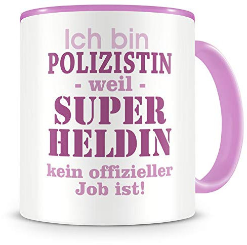 Samunshi® Ich bin Polizistin Tasse Beruf Geschenk Kaffeetasse Teetasse Kaffeepott Kaffeebecher Becher rosa