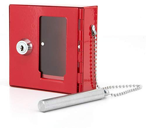 BASI® NK 215 Notschlüsselkasten mit Glasbrecher Rot Metall Sichtfenster Scheibe klein abschließbar gleichschließend
