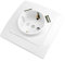 BeMatik - Base de Enchufe schuko con USB 2 x A Hembra 80x80mm Lille para empotrar Blanco