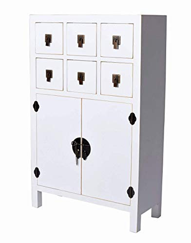 Kommode Chinoiserie Schrank Weiss Schubladenschrank Flurschrank Hochschrank 101cm MYA001 Palazzo Exklusiv