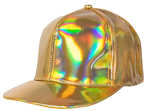 Boland 04298 - Basecap Holo, Gold, holografisch, verstellbare Größe, Cap, Kappe, Kopfbedeckung, Mütze, Rapper, Kostüm, Mottoparty, Karneval