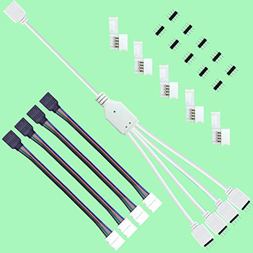 RUNCCI-YUN LED Strip Verbinder Kit, 1 zu 4 Splitter für 4-Polig RGB LED Streifen, Verteiler Kabel