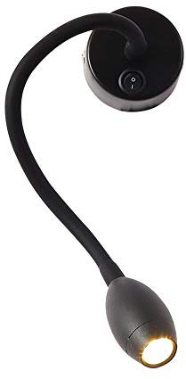 Lampes de lecture LED Col de Cygne Lumières Applique Liseuse murales flexibles Lampe de chevet avec interrupteur 3W 4000K Noir 220V-240V Lumière neutre