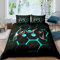 Gamer Bedding Set Boys Teens Video Game Gaming Duvet Cover Set Geometric Honeycomb Hexagon Comforter Cover Kids Anime Game Controller Bedclothes Room Decor 3Pcs Double Size,Black,Blue