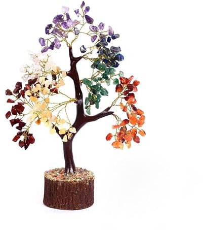 Sept Chakra Guérison Naturelle Reiki Cristal Bonsaï Fortune Money Tree pour Bonne Chance, Richesse et Prospérité Décor Feng Shui Cadeau Spirituel