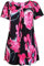 Purple Hanger Womens Floral Print Ladies Short Sleeves Stretch Round Scoop Neckline Long Smock Tunic T-Shirt Top Plus Size (20, Big Cerise Floral)