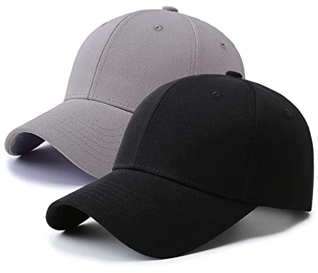 PFFY 2 Packs Baseball Cap Golf Dad Hat for Men and Women Hat Black+Grey