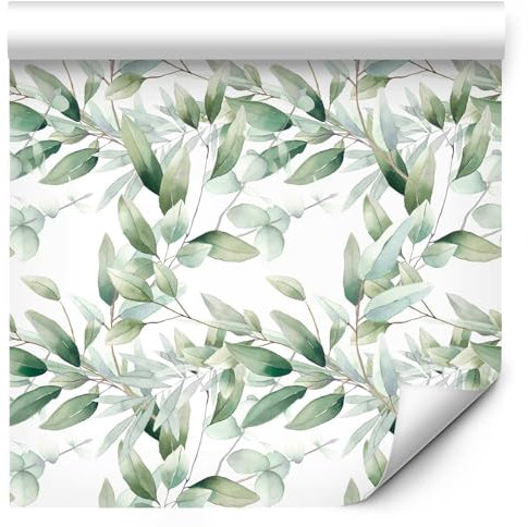 murando Papier Peint Adhesif 10m Décoration Murale Feuille Autocollante Stickers XXL pour Meubles Revetement Mural Tableaux Muraux Tapisserie Trompe l'oeil Feuille Nature vert b-B-0564-j-a