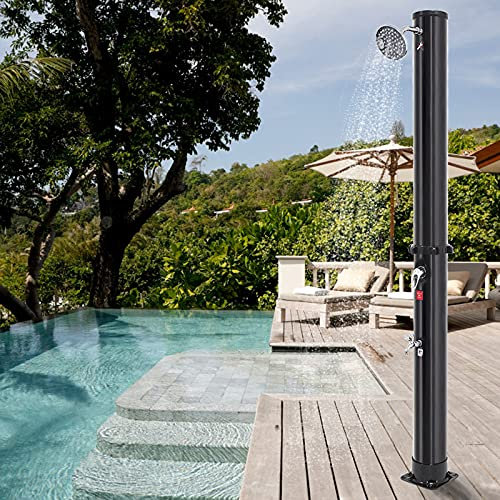 Supfine Solardusche 35 Liter Solar Gartendusche - Einstellbare Wassertemperatur - Solar Pooldusche mit Wasserhahn und Regenduschkopf für Pool Strand und Garten (35 Liter, Schwarz)