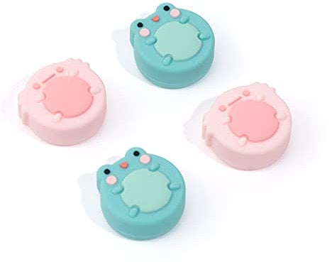 GeekShare Daumengriffkappen kompatibel mit Nintendo Switch/OLED/Switch Lite, 4 Stück – Frosch- und Axolotl-Silikon-Schalter-Daumengriffe