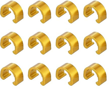 X AUTOHAUX 12pcs Bike Brake Cable Clip C Style Clamp Aluminium Alloy Gold Tone