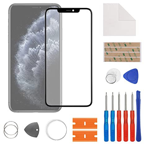 SwarKing Front Glass Outer Screen Lens Display Glass Replacement Compatible with iPhone 11 Pro Max with Repair Kit